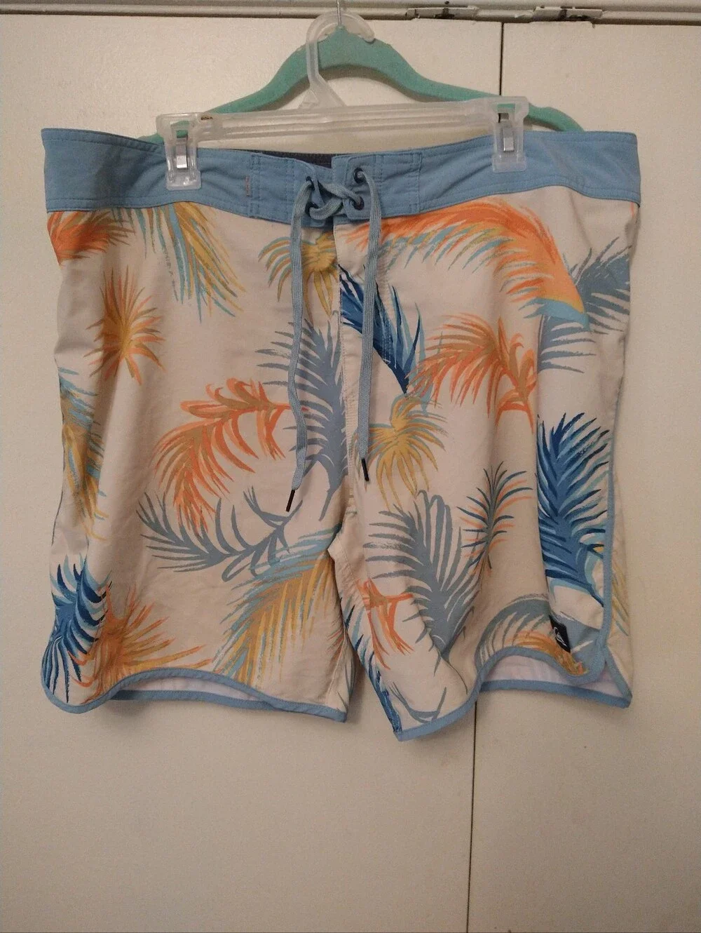 Quiksilver Highline Surfsilk Palm Tree Leaf Print Scallop Boardshorts Men's  40